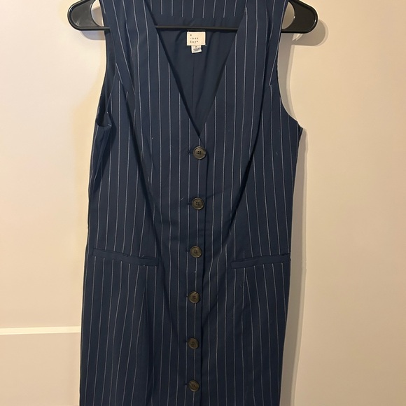 A New Day Navy Pinstripe Vest Dress - Picture 2 of 6